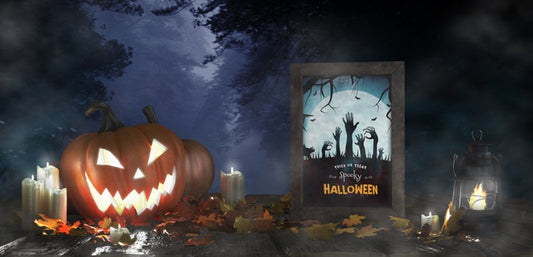 Free Scary Decoration For Halloween With Framed Horror Movie Poster Psd