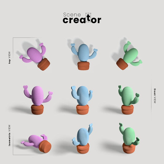 Free Scene Creator With Cactus Collection Psd