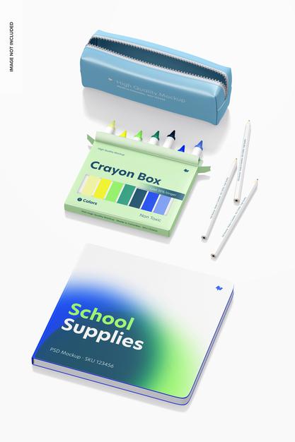 Free School Supplies Mockup Psd