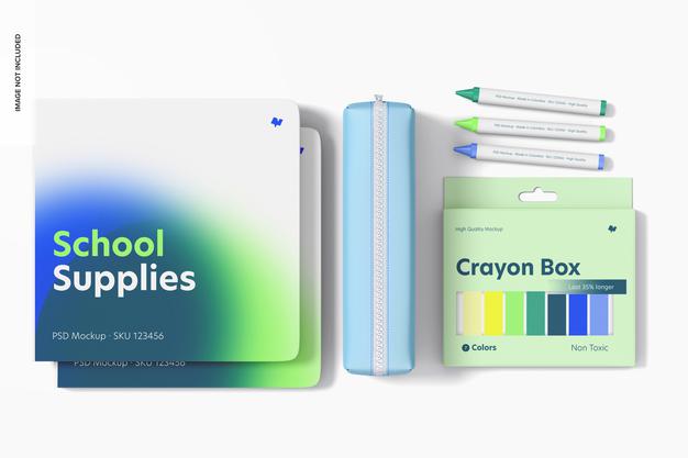 Free School Supplies Mockup Psd