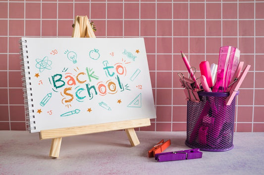 Free School Supplies With Wooden Painting Easel Psd