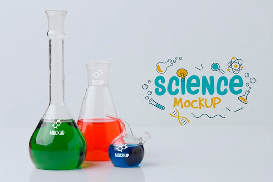 Free Science Elements Arrangement With Wall Mock-Up Psd