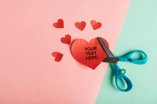 Free Scissors With Paper In Heart Shapes And Copy Space Psd