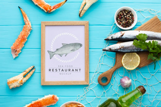 Free Sea Food Composition With Frame Mock-Up Psd