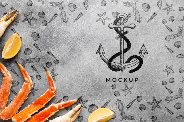 Free Sea Food Composition With Mock-Up Psd