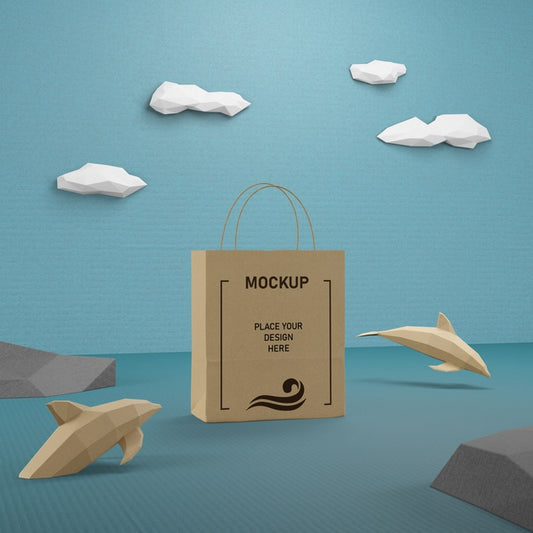 Free Sea Life And Paper Bag Concept With Mock-Up Psd