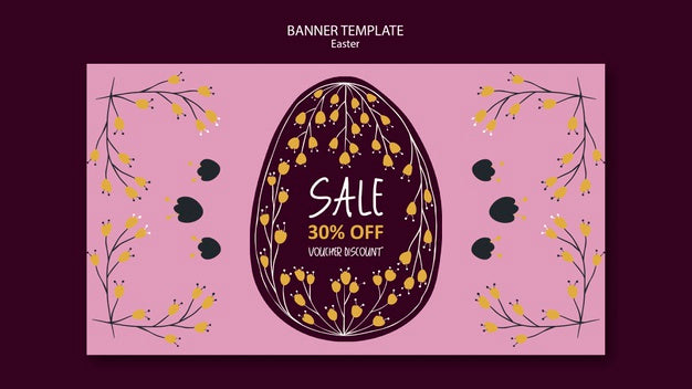 Free Seasonal Easter Voucher Discount Banner Psd