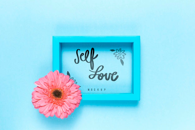 Free Self Love Concept Floral Mock-Up Psd