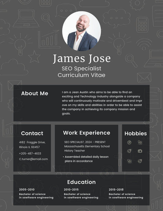 Free SEO Specialist Resume CV Template in Photoshop (PSD), and Microsoft Word Format