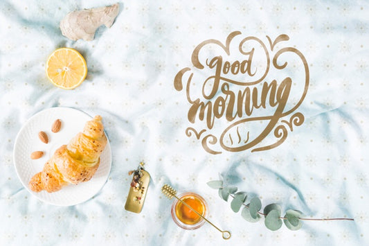 Free Set Of Breakfast Croissant Next To Ginger Psd