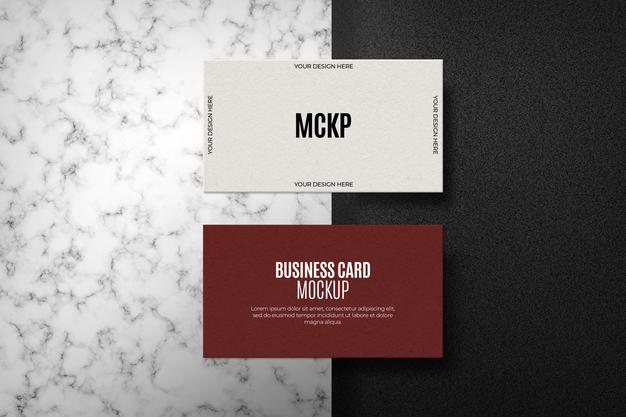 Free Set Of Business Card Mock Up On Marble Surface Psd