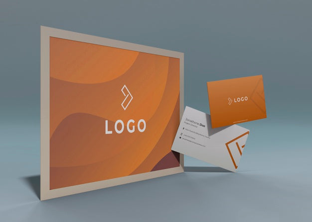 Free Set Of Business Corporate Identity Mock-Up With Liquid Orange Effect Psd