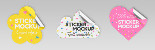Free Set Of Colorful Stickers Mockup Psd