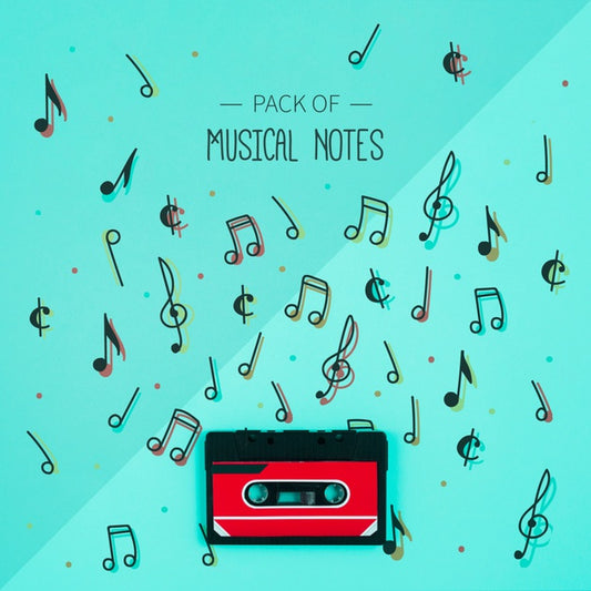 Free Set Of Musical Notes Collection With Tape Beside Psd