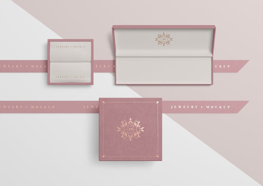 Free Set Of Open Empty Pink Jewellery Boxes Psd