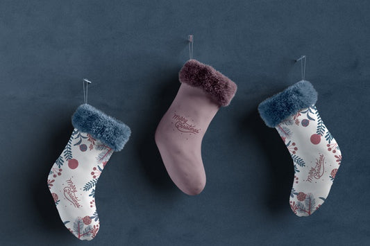 Free Set Of Socks Collection On Wall Mock-Up Psd