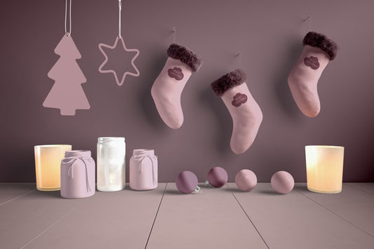 Free Set Of Socks Hooked Beside Decorations Psd