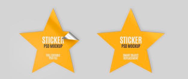 Free Set Of Star Stickers Mockup Psd