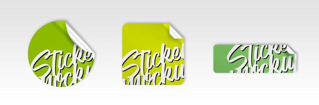 Free Set Of Three Modern Stickers Mockup Psd