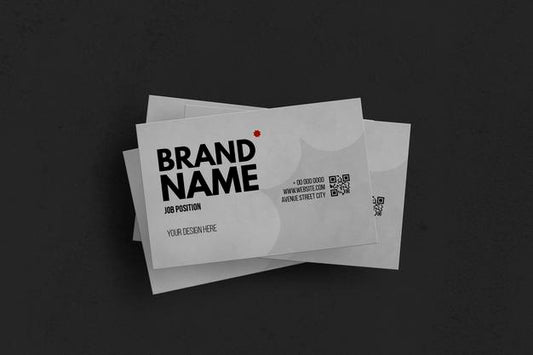 Free Set Of White Business Cards Over Black Surface Mockup Psd