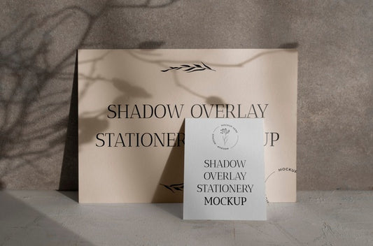 Free Shadow Overlay Stationery Mockup Psd
