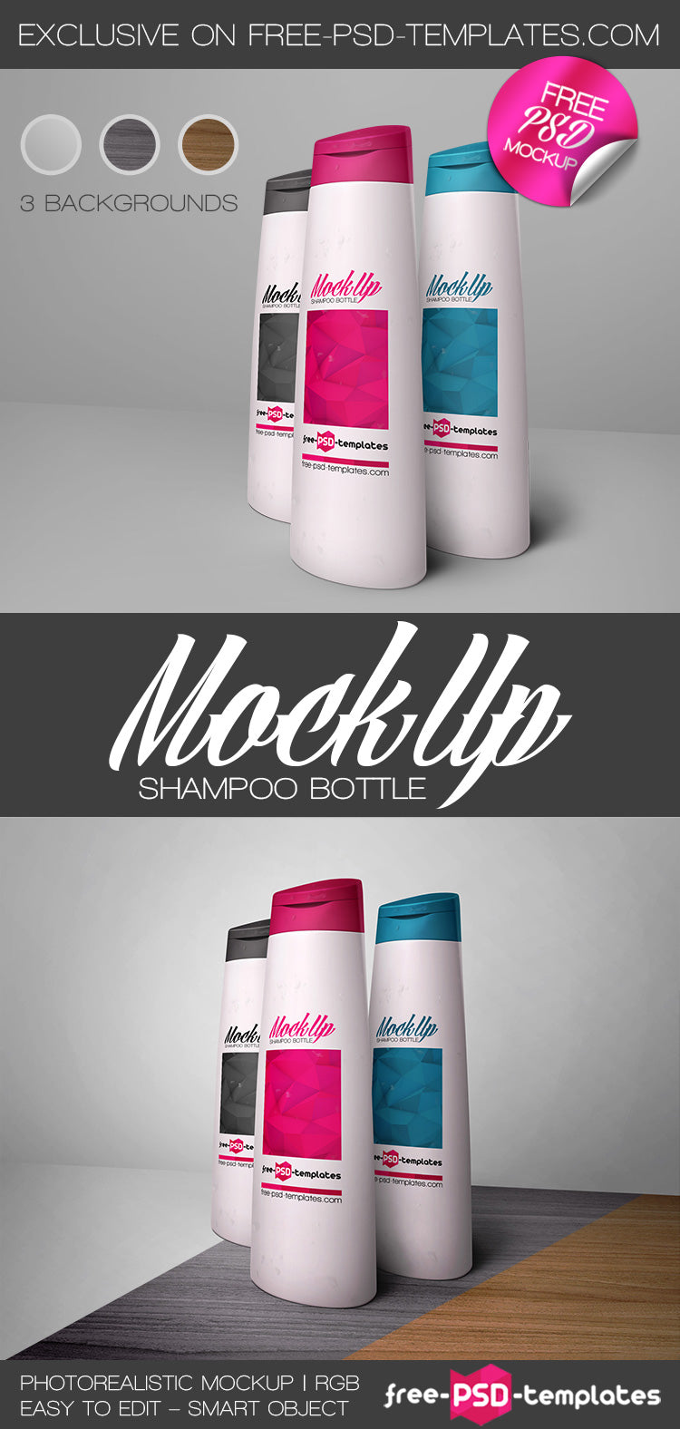 Free Shampoo Bottle Mock-Up In Psd