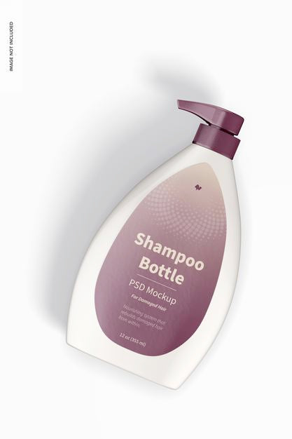 Free Shampoo Bottle With Pump Mockup, Top View Psd
