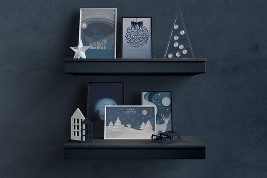 Free Shelfs With Thematic Frames For Christmas Psd