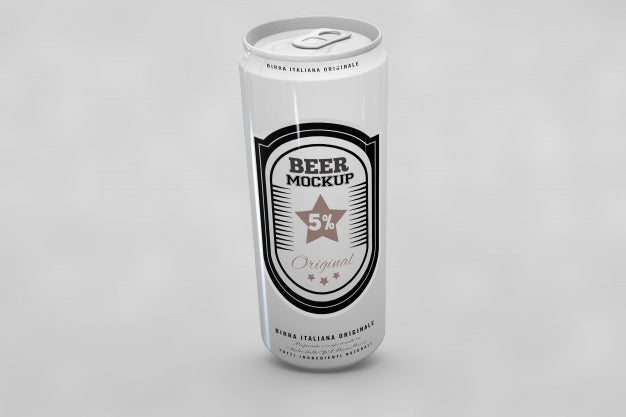 Free Shiny Beer Can Mock Up Psd