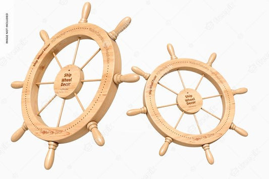 Free Ship Wheels Decor Mockup, Floating Psd