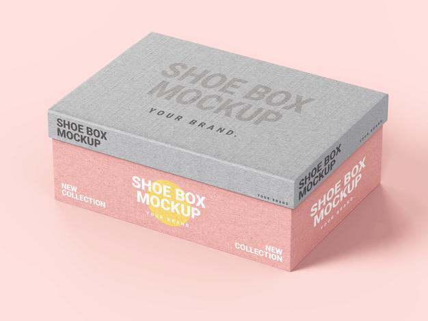 Free Shoe Box Mockup Template Psd