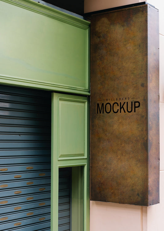 Free Shopfront With A Brown Signboard Mockup