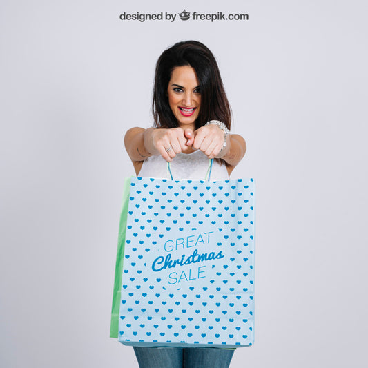 Free Shopping Bag Mockup With Stylish Woman Psd