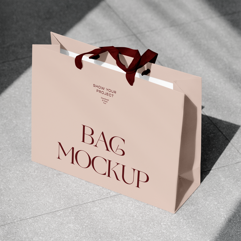 Free Shopping Bag On Street Mockup   CreativeBooster