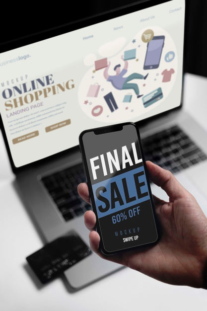 Free Shopping Online On Laptop And Mobile Psd