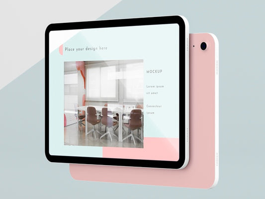 Free Side View Modern Tablet With Screen Mock-Up Psd