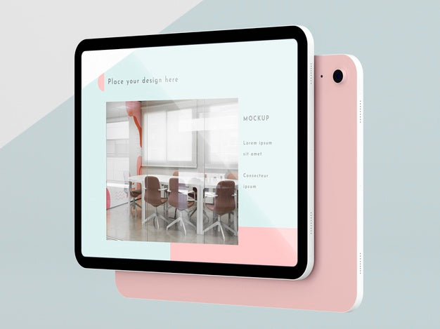 Free Side View Modern Tablet With Screen Mock-Up Psd