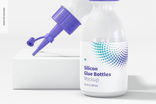 Free Silicon Glue Bottles Mockup, Close Up Psd