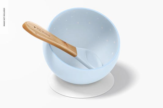 Free Silicone Baby Bowl Mockup, Top View Psd