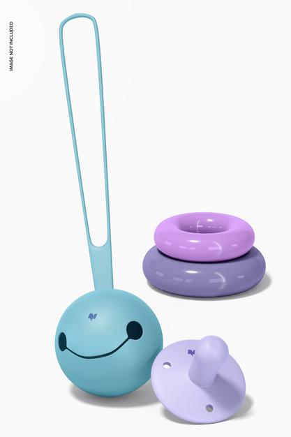 Free Silicone Baby Pacifier With Case Mockup, Front View Psd