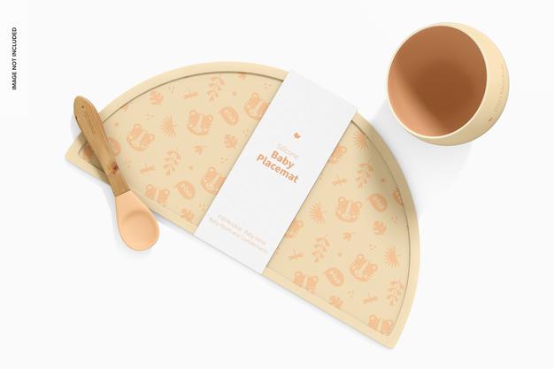 Free Silicone Baby Placemat Mockup, Top View Psd