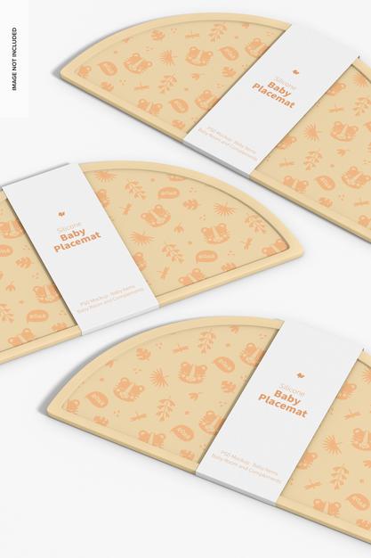 Free Silicone Baby Placemats Mockup, Floating Psd