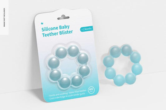 Free Silicone Baby Teether Blister Mockup, Leaned Psd