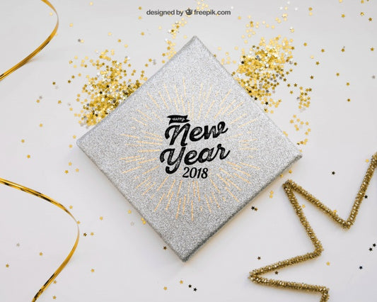 Free Silver Book Mockup With Christmas Design Psd