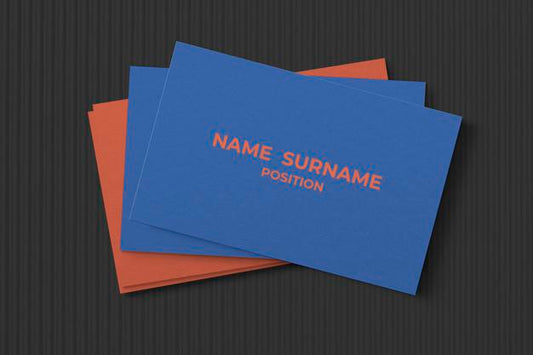 Free Simple Business Card Mockup In Blue And Orange Tone Psd