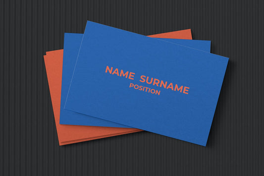 Free Simple Business Card Mockup Psd In Blue And Orange Tone