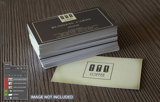 Free Simple Business Cards On Wooden Surface Mockup Psd