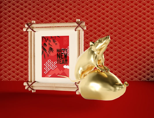 Free Simple Design Chinese New Year Golden Rat Psd