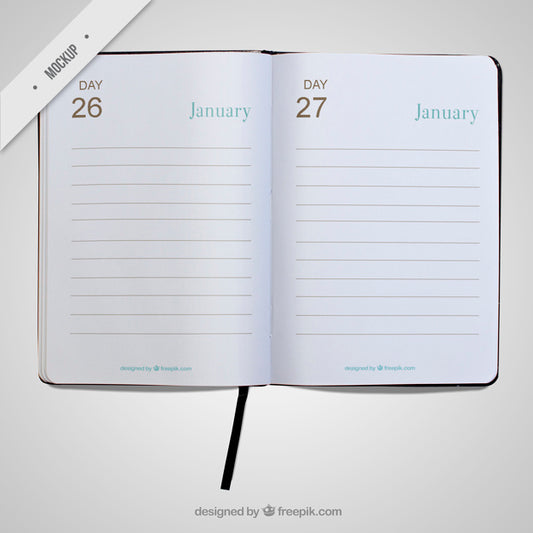 Free Simple Open Diary Mockup Psd