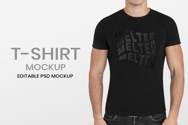 Free Simple T-Shirt Mockup Worn By A Man Psd